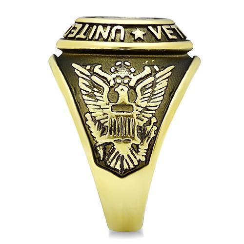Gold Veterans Military Ring for Men and Women Unisex Stainless Steel Class Ring - Jewelry Store by Erik Rayo