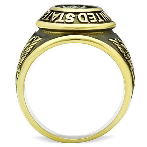 Gold Veterans Military Ring for Men and Women Unisex Stainless Steel Class Ring - Jewelry Store by Erik Rayo