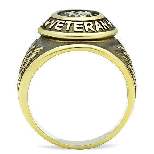 Gold Veterans Military Ring for Men and Women Unisex Stainless Steel Class Ring - Jewelry Store by Erik Rayo