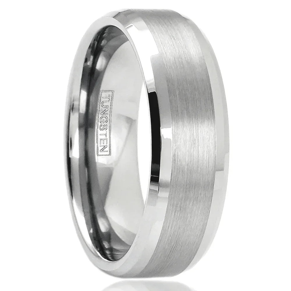 Brushed Center Silver Wedding Band Ring for Men and Women - Jewelry Store by Erik Rayo