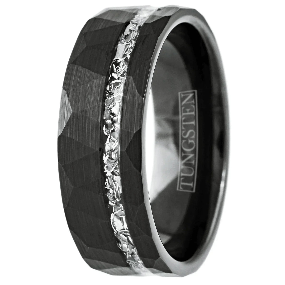 6mm Black Wedding Band with Meteorite Inlay for Men and Women - Jewelry Store by Erik Rayo