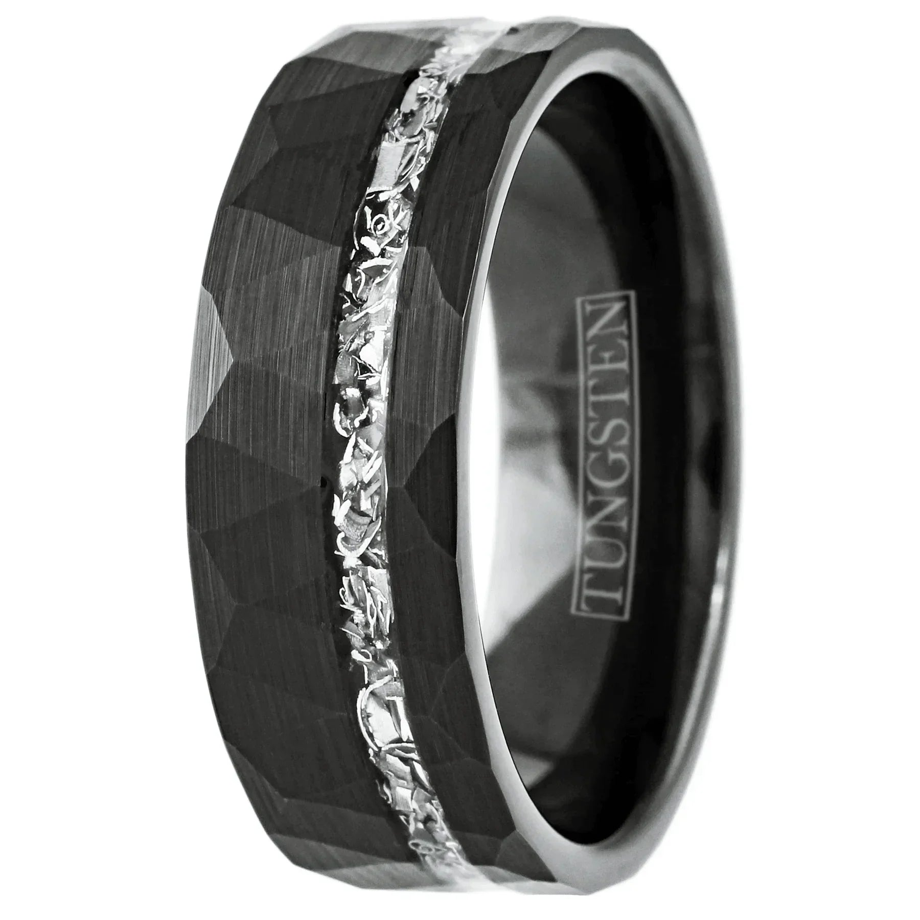 6mm Black Wedding Band with Meteorite Inlay for Men and Women - Jewelry Store by Erik Rayo