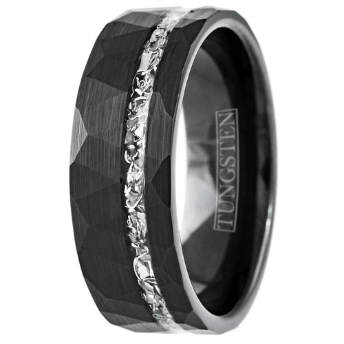 6mm Black Wedding Band with Meteorite Inlay for Men and Women - Jewelry Store by Erik Rayo