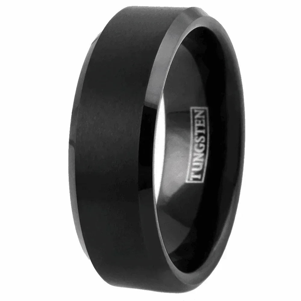 Tungsten Wedding Bands for Men and Women 4mm Black Brushed Comfort Fit Ring - Jewelry Store by Erik Rayo