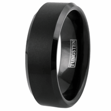 Load image into Gallery viewer, Tungsten Wedding Bands for Men and Women 4mm Black Brushed Comfort Fit Rings
