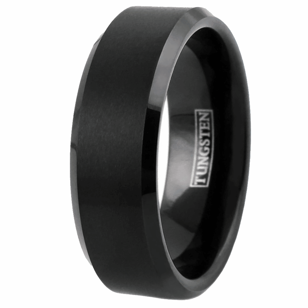 Tungsten Wedding Bands for Men and Women 4mm Black Brushed Comfort Fit Rings