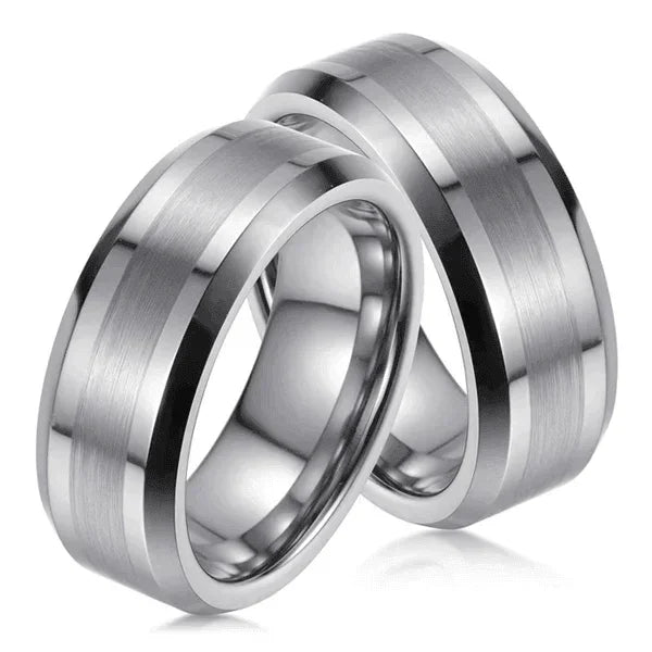 Brushed Center Silver Wedding Band Ring for Men and Women - Jewelry Store by Erik Rayo
