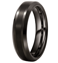 Load image into Gallery viewer, Mens Wedding Band 6mm Black Brushed Center - Rings for Men and Women
