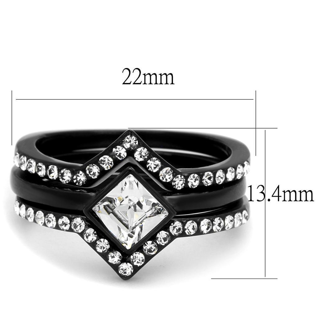 Wedding Rings for Women Engagement Cubic Zirconia Promise Ring Set for Her in Black Tone Achineam - Jewelry Store by Erik Rayo