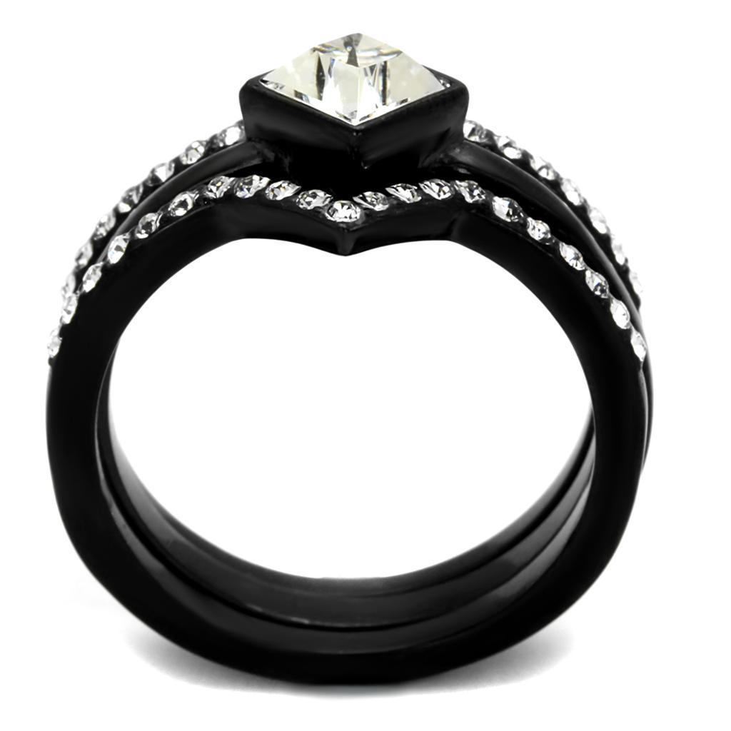 Wedding Rings for Women Engagement Cubic Zirconia Promise Ring Set for Her in Black Tone Achineam - Jewelry Store by Erik Rayo