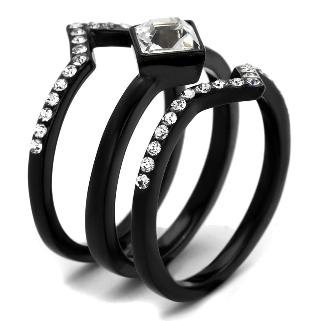 Wedding Rings for Women Engagement Cubic Zirconia Promise Ring Set for Her in Black Tone Achineam - Jewelry Store by Erik Rayo