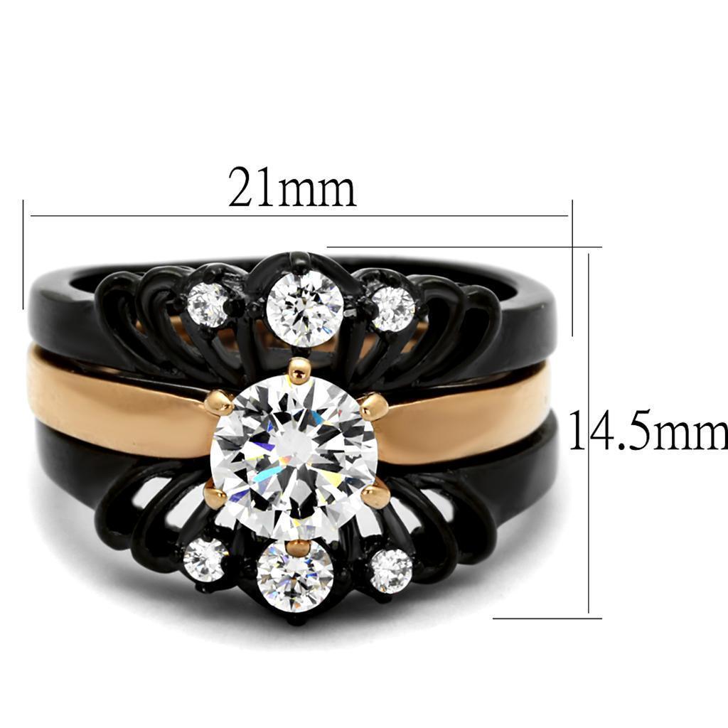 Wedding Rings for Women Engagement Cubic Zirconia Promise Ring Set for Her in Black Tone Adalya - Jewelry Store by Erik Rayo