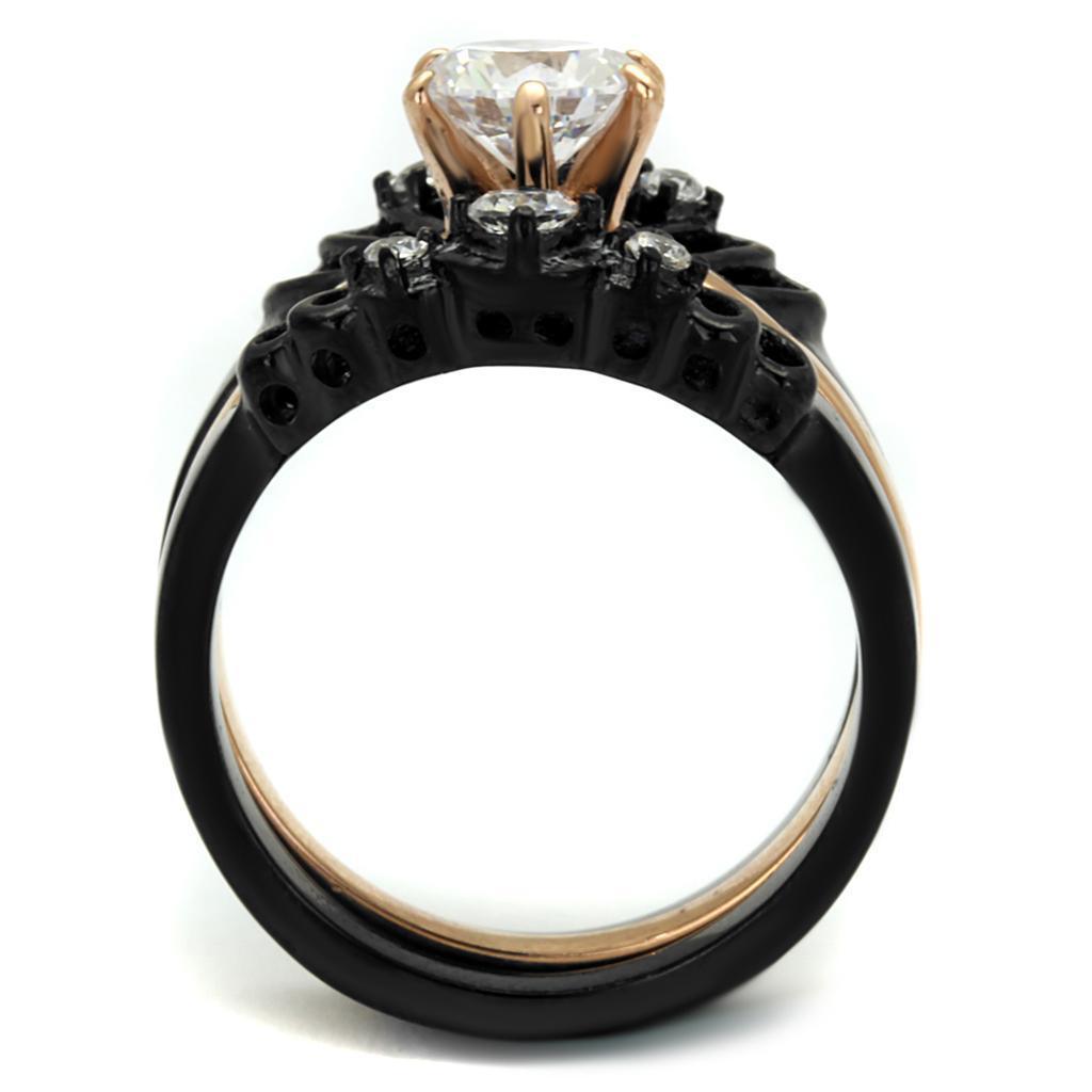 Wedding Rings for Women Engagement Cubic Zirconia Promise Ring Set for Her in Black Tone Adalya - Jewelry Store by Erik Rayo