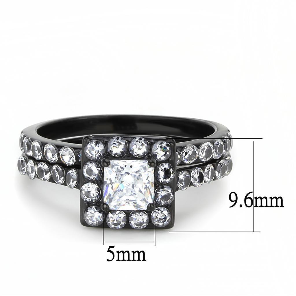 Wedding Rings for Women Engagement Cubic Zirconia Promise Ring Set for Her in Black Tone Agra - Jewelry Store by Erik Rayo