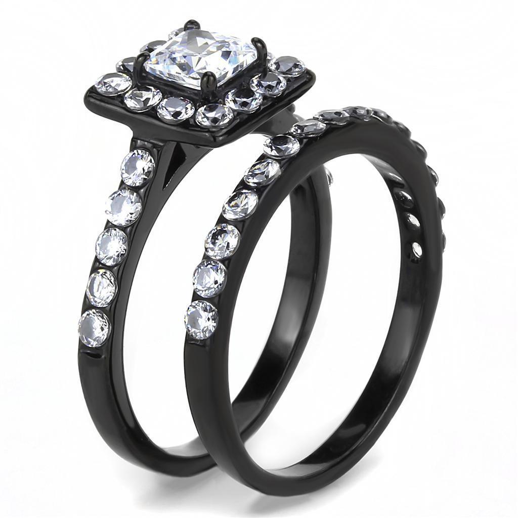 Wedding Rings for Women Engagement Cubic Zirconia Promise Ring Set for Her in Black Tone Agra - Jewelry Store by Erik Rayo