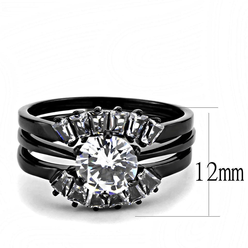 Wedding Rings for Women Engagement Cubic Zirconia Promise Ring Set for Her in Black Tone Alexandria - Jewelry Store by Erik Rayo