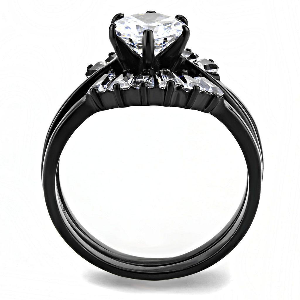 Wedding Rings for Women Engagement Cubic Zirconia Promise Ring Set for Her in Black Tone Alexandria - Jewelry Store by Erik Rayo