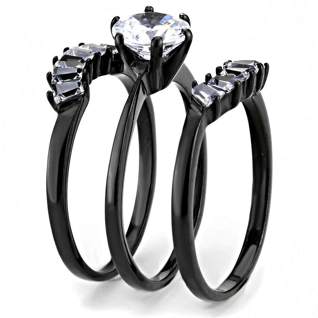 Wedding Rings for Women Engagement Cubic Zirconia Promise Ring Set for Her in Black Tone Alexandria - Jewelry Store by Erik Rayo