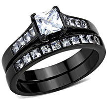 Load image into Gallery viewer, Wedding Rings for Women Engagement Cubic Zirconia Promise Ring Set for Her in Black Tone Aligiers Clear - Jewelry Store by Erik Rayo
