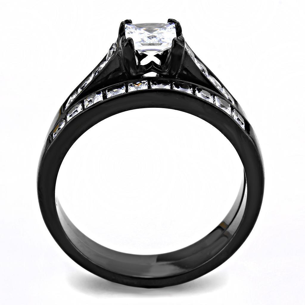 Wedding Rings for Women Engagement Cubic Zirconia Promise Ring Set for Her in Black Tone Aligiers Clear - Jewelry Store by Erik Rayo