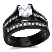 Load image into Gallery viewer, Wedding Rings for Women Engagement Cubic Zirconia Promise Ring Set for Her in Black Tone Aurunca - Jewelry Store by Erik Rayo
