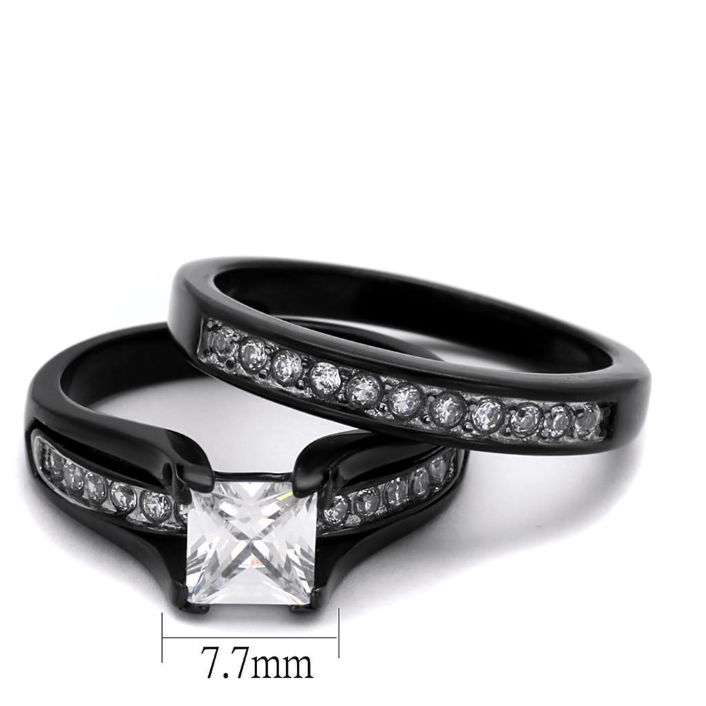 Wedding Rings for Women Engagement Cubic Zirconia Promise Ring Set for Her in Black Tone Aurunca - Jewelry Store by Erik Rayo