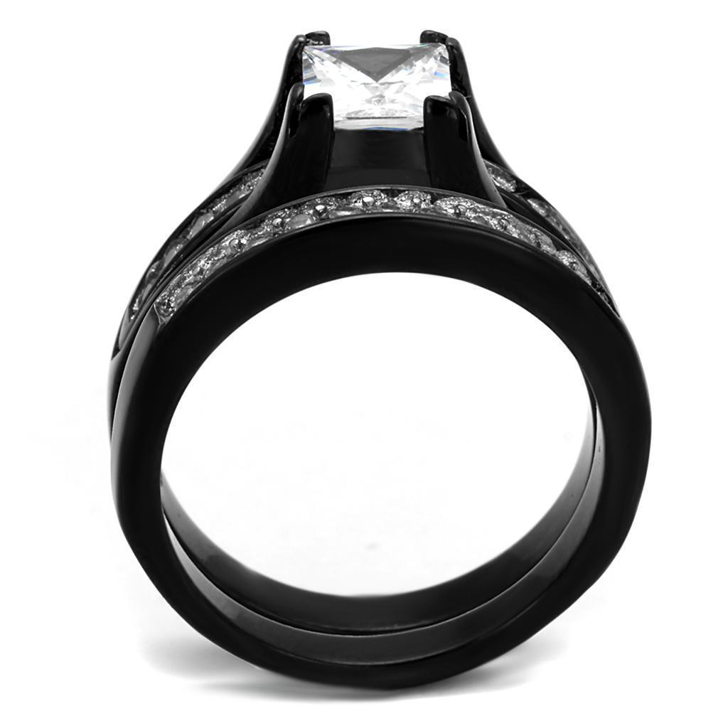 Wedding Rings for Women Engagement Cubic Zirconia Promise Ring Set for Her in Black Tone Aurunca - Jewelry Store by Erik Rayo