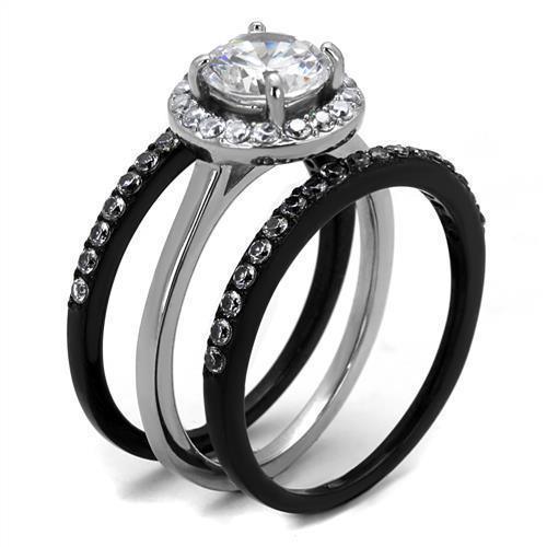 Wedding Rings for Women Engagement Cubic Zirconia Promise Ring Set for Her in Black Tone Blair - Jewelry Store by Erik Rayo