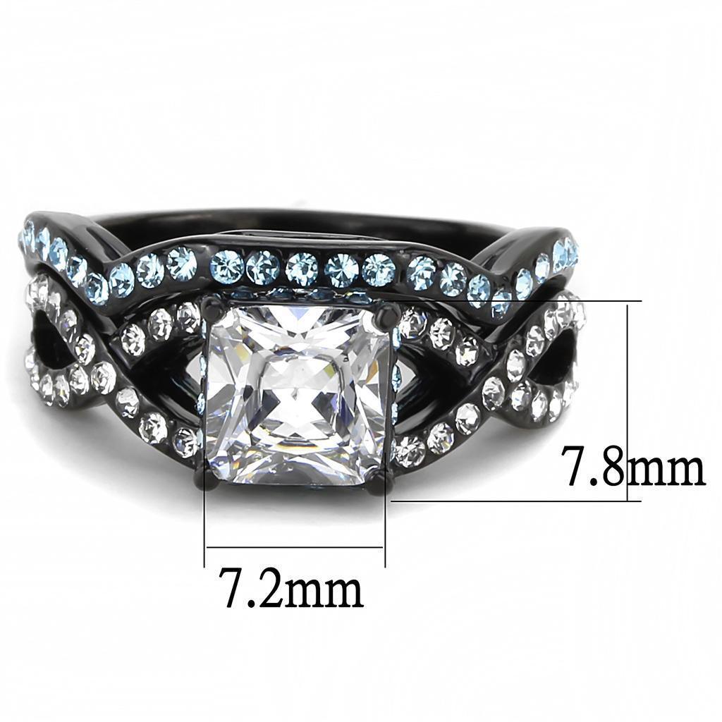 Wedding Rings for Women Engagement Cubic Zirconia Promise Ring Set for Her in Black Tone Clear Adelaide - Jewelry Store by Erik Rayo