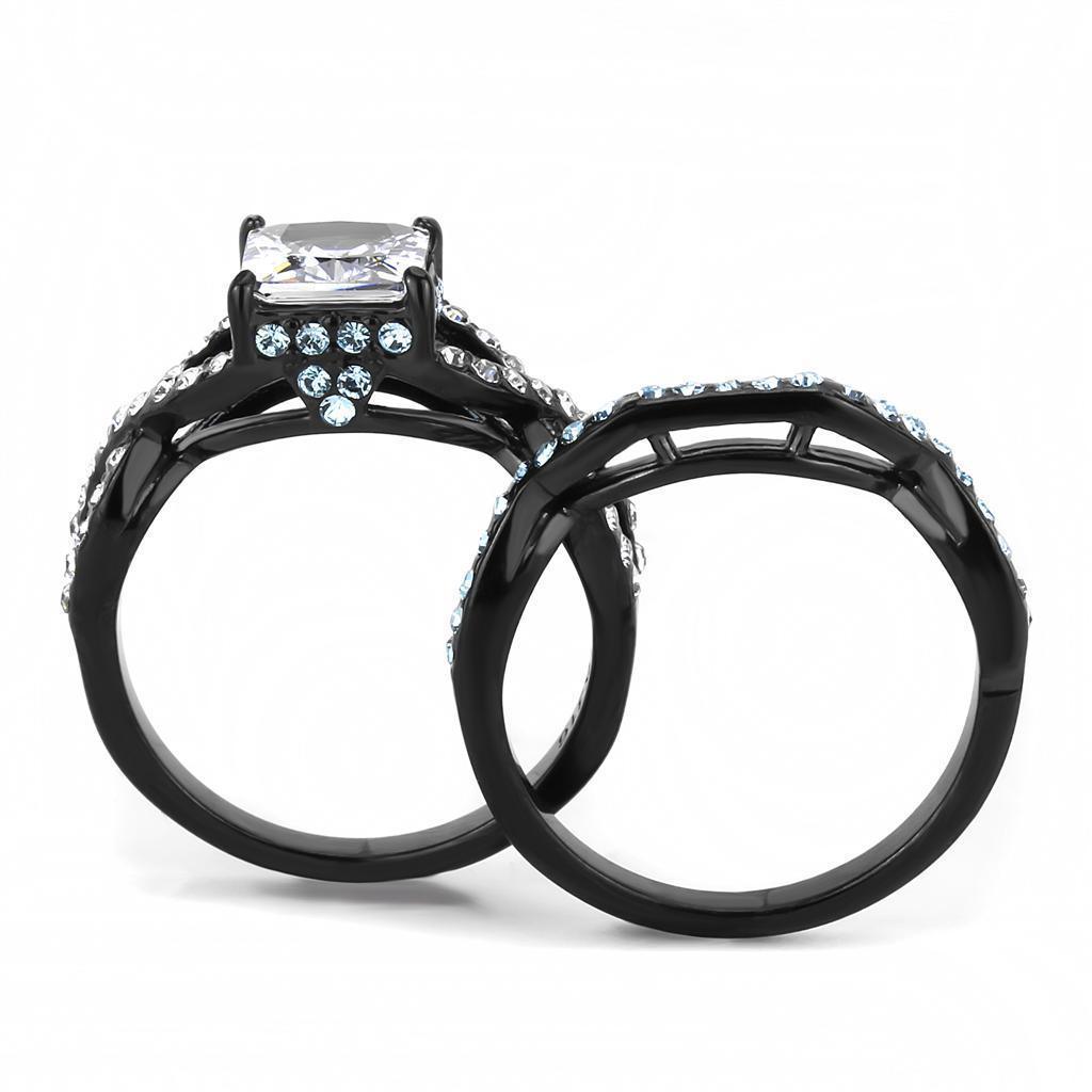 Wedding Rings for Women Engagement Cubic Zirconia Promise Ring Set for Her in Black Tone Clear Adelaide - Jewelry Store by Erik Rayo