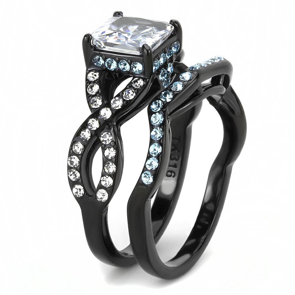 Wedding Rings for Women Engagement Cubic Zirconia Promise Ring Set for Her in Black Tone Clear Adelaide - Jewelry Store by Erik Rayo