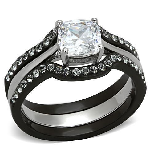 Wedding Rings for Women Engagement Cubic Zirconia Promise Ring Set for Her in Black Tone Cori - Jewelry Store by Erik Rayo