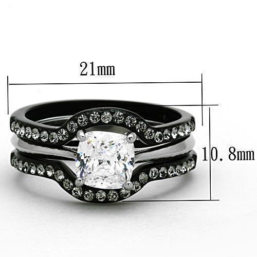 Wedding Rings for Women Engagement Cubic Zirconia Promise Ring Set for Her in Black Tone Cori - Jewelry Store by Erik Rayo