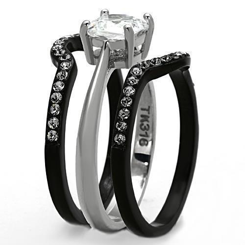 Wedding Rings for Women Engagement Cubic Zirconia Promise Ring Set for Her in Black Tone Cori - Jewelry Store by Erik Rayo