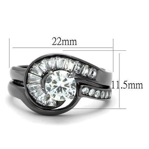 Wedding Rings for Women Engagement Cubic Zirconia Promise Ring Set for Her in Black Tone Dinah - Jewelry Store by Erik Rayo