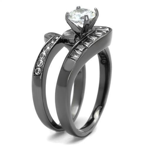 Wedding Rings for Women Engagement Cubic Zirconia Promise Ring Set for Her in Black Tone Dinah - Jewelry Store by Erik Rayo
