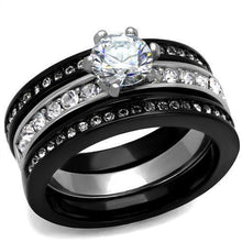 Load image into Gallery viewer, Wedding Rings for Women Engagement Cubic Zirconia Promise Ring Set for Her in Black Tone Eleanora - Jewelry Store by Erik Rayo
