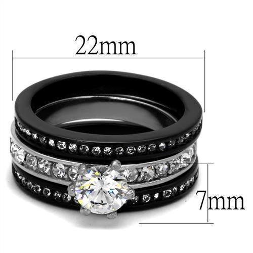 Wedding Rings for Women Engagement Cubic Zirconia Promise Ring Set for Her in Black Tone Eleanora - Jewelry Store by Erik Rayo