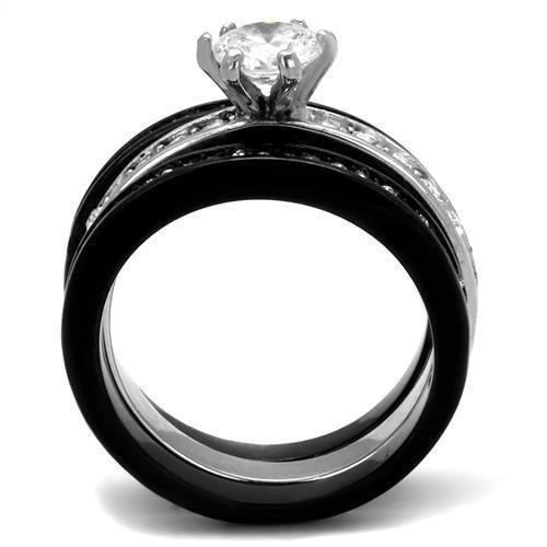 Wedding Rings for Women Engagement Cubic Zirconia Promise Ring Set for Her in Black Tone Eleanora - Jewelry Store by Erik Rayo