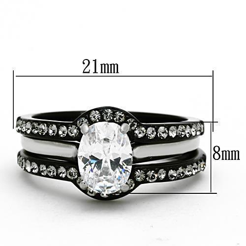 Wedding Rings for Women Engagement Cubic Zirconia Promise Ring Set for Her in Black Tone Ferentino - Jewelry Store by Erik Rayo