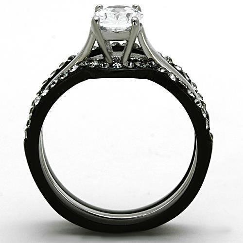 Wedding Rings for Women Engagement Cubic Zirconia Promise Ring Set for Her in Black Tone Ferentino - Jewelry Store by Erik Rayo