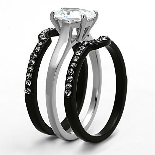 Wedding Rings for Women Engagement Cubic Zirconia Promise Ring Set for Her in Black Tone Ferentino - Jewelry Store by Erik Rayo