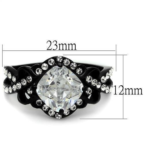 Wedding Rings for Women Engagement Cubic Zirconia Promise Ring Set for Her in Black Tone Juliette - Jewelry Store by Erik Rayo