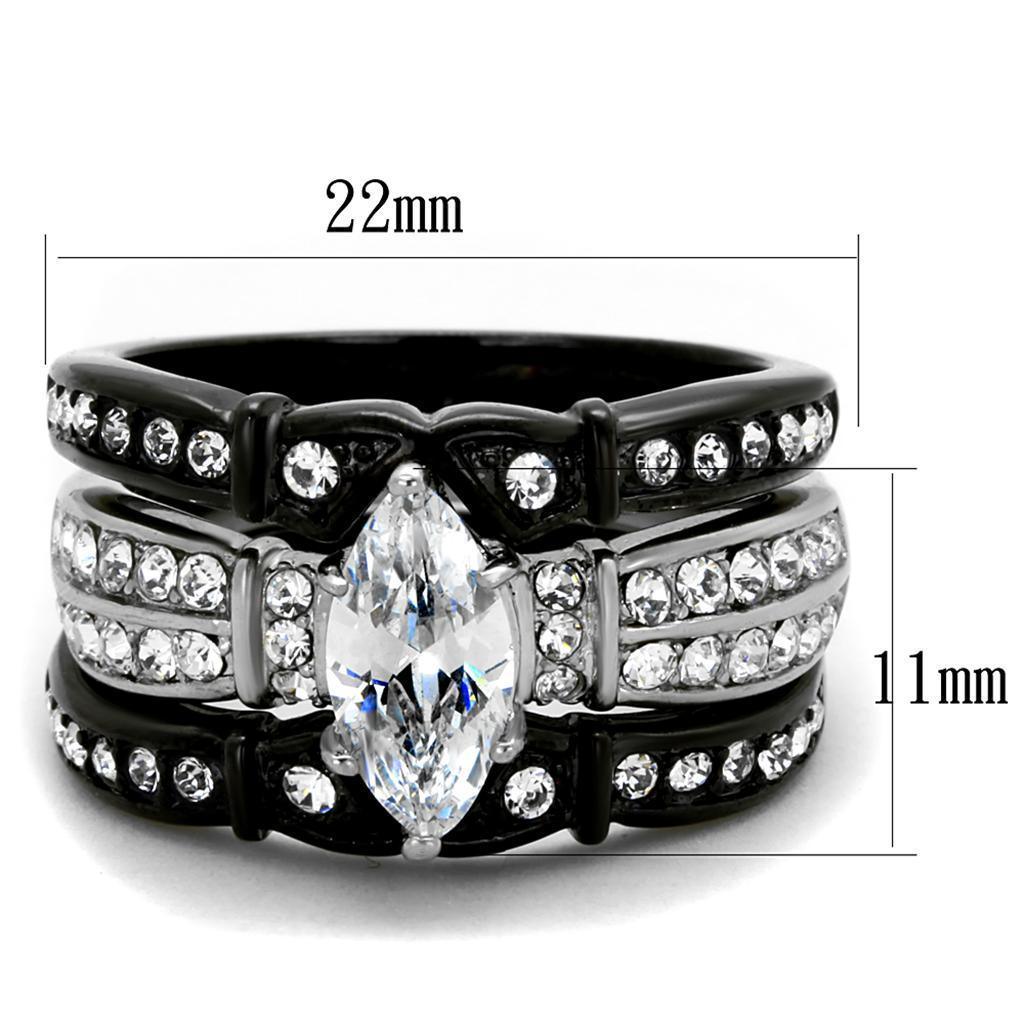 Wedding Rings for Women Engagement Cubic Zirconia Promise Ring Set for Her in Black Tone Leah - Jewelry Store by Erik Rayo