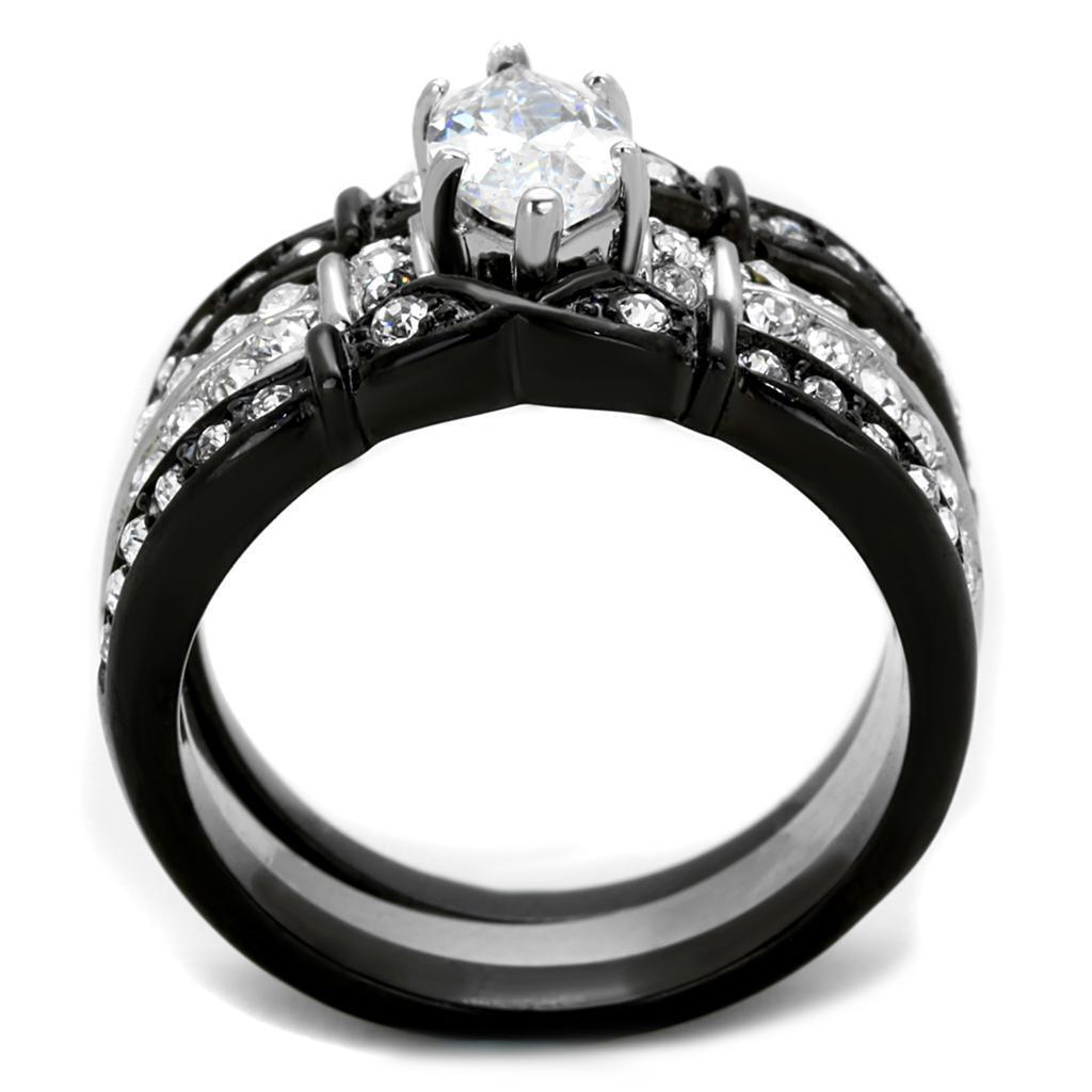 Wedding Rings for Women Engagement Cubic Zirconia Promise Ring Set for Her in Black Tone Leah - Jewelry Store by Erik Rayo