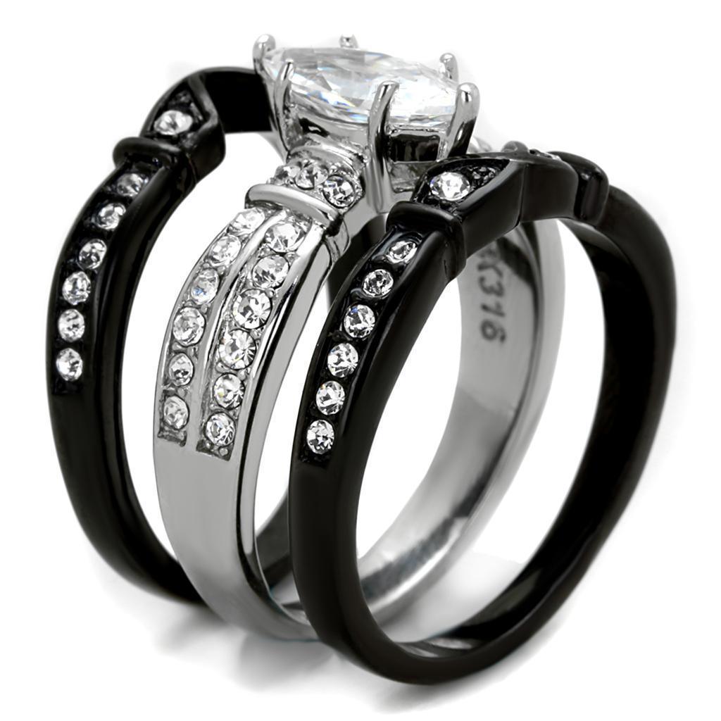 Wedding Rings for Women Engagement Cubic Zirconia Promise Ring Set for Her in Black Tone Leah - Jewelry Store by Erik Rayo