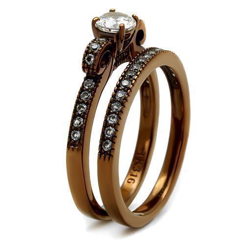 Wedding Rings for Women Engagement Cubic Zirconia Promise Ring Set for Her in Brown Coffee Tone Ardea - Jewelry Store by Erik Rayo