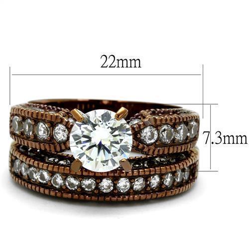 Wedding Rings for Women Engagement Cubic Zirconia Promise Ring Set for Her in Brown Coffee Tone Atri - Jewelry Store by Erik Rayo