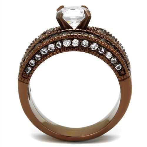 Wedding Rings for Women Engagement Cubic Zirconia Promise Ring Set for Her in Brown Coffee Tone Atri - Jewelry Store by Erik Rayo