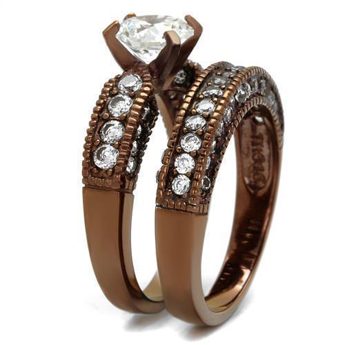 Wedding Rings for Women Engagement Cubic Zirconia Promise Ring Set for Her in Brown Coffee Tone Atri - Jewelry Store by Erik Rayo